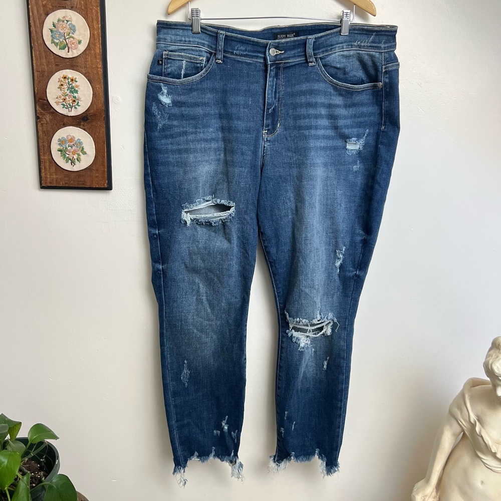 Judy Blue Distressed Stretch Denim Skinny Fit Jeans size 20W Plus Size